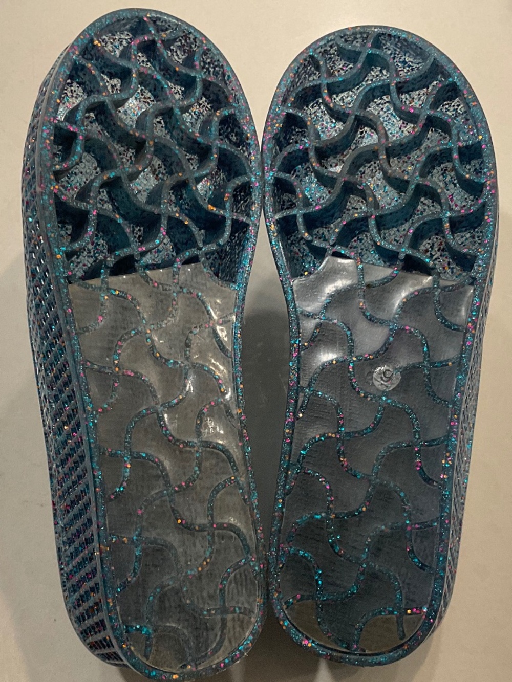 JEFFREY Campbell Havana Last Jelly Sandal Metallic Blue Sparkle Size 9 - Picture 5 of 5